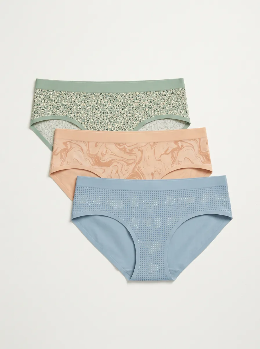 Women's Floral Marble Polka Dot Print 3-Pack Panties