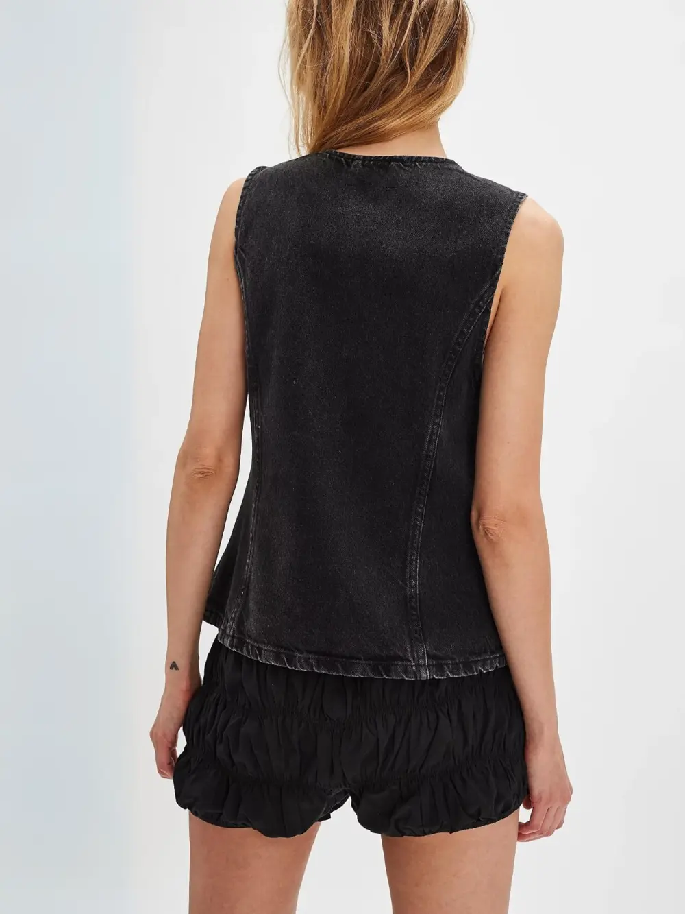 Button Front Denim Vest