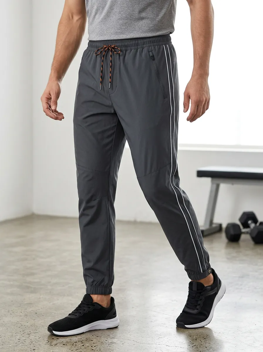 Men's Gym Fitness Side Stripe Drawstring Jogger Pants