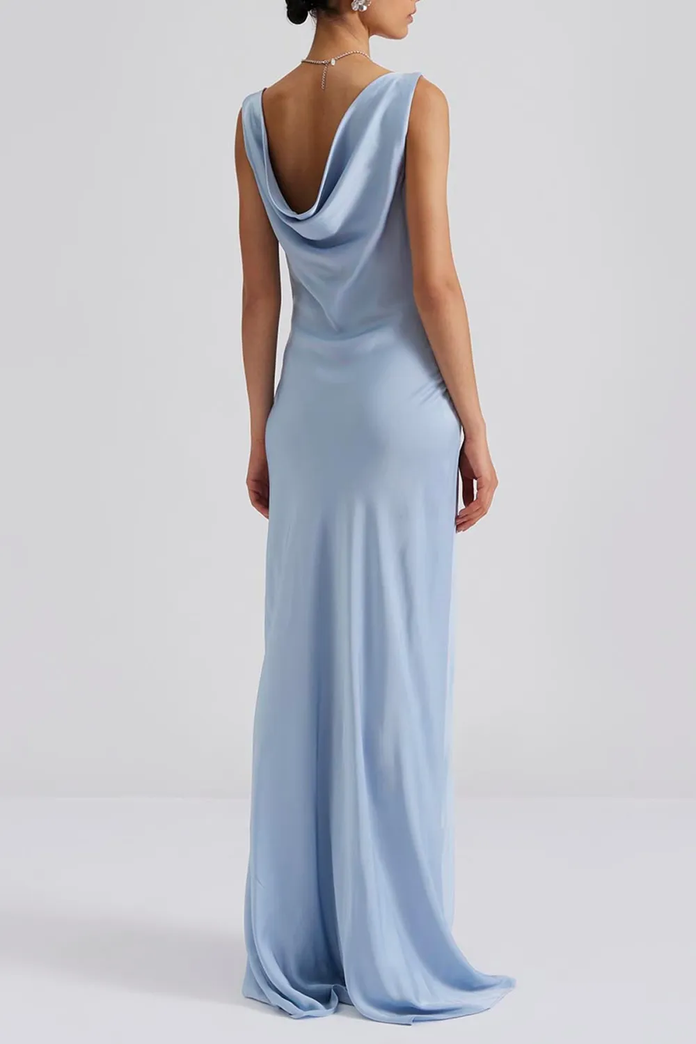 Cowl Neck Satin Maxi Dress