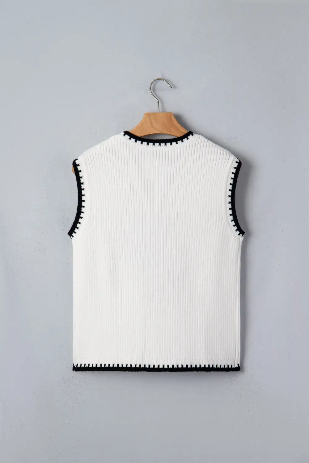 Contrast Trim Round Neck Rodeo Cowboy Sweater Vest