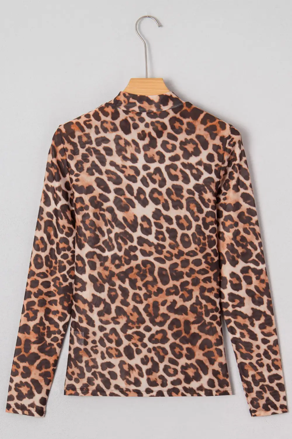Leopard Print Mesh Long Sleeve Top