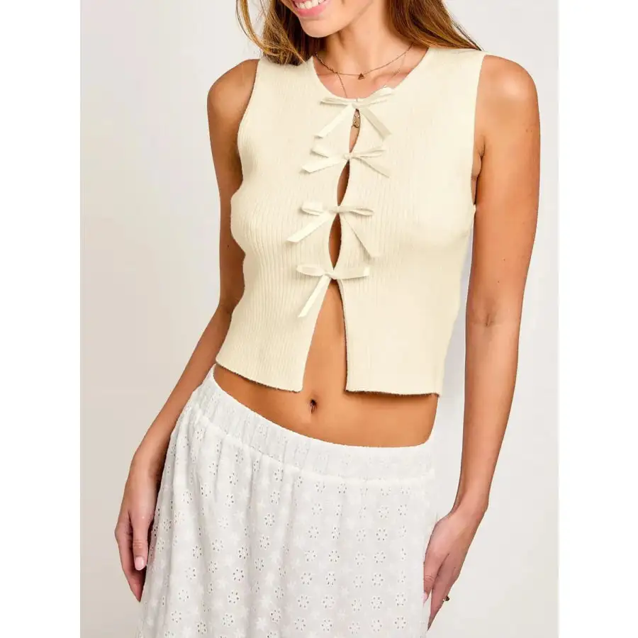 Bow Round Neck Cropped Tank