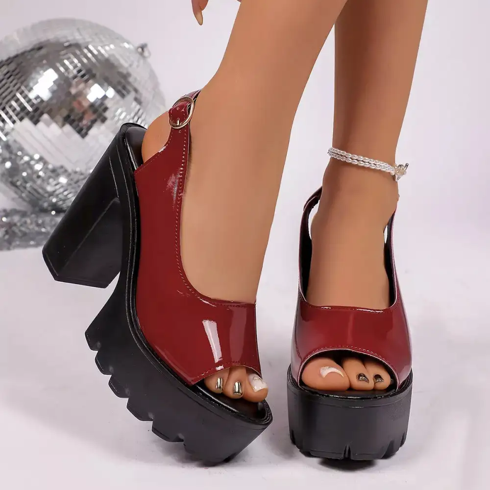 Distinctive Open Toe Block Heel Sandals