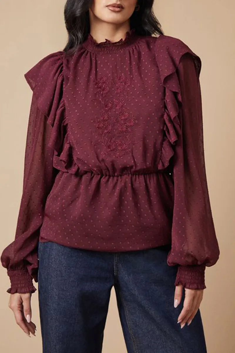 Casual Style Long Sleeve Blouse