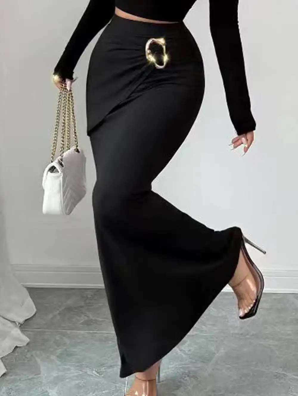 Metal Detail Mermaid Midi Skirt