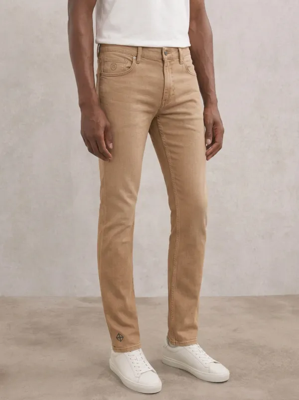 Men's Classic Flexible Printed Detail Stretch Denim Jeans