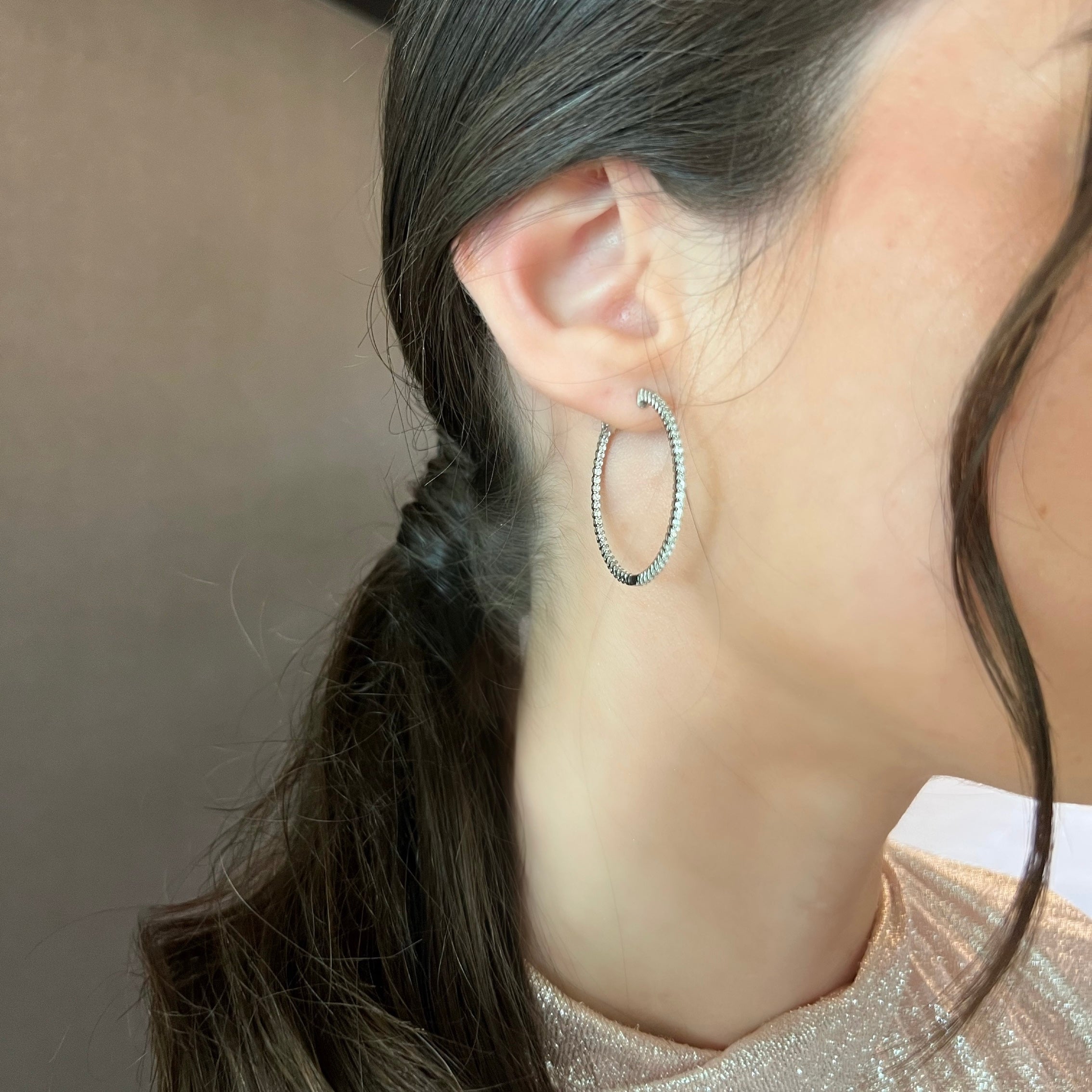 Delicate Curved Gem Detail Hoop Earrings