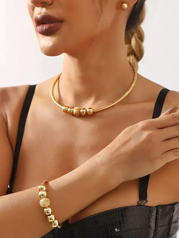 Geometric Urban Necklace Earring Bracelet Set