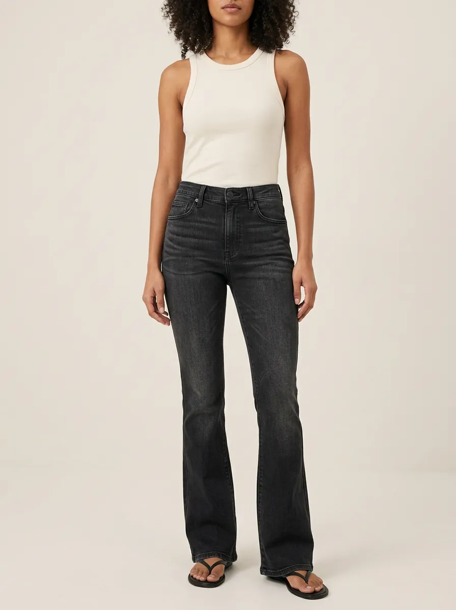 Women's High-Rise Flare High-Rise Waist Standard Button Jeans