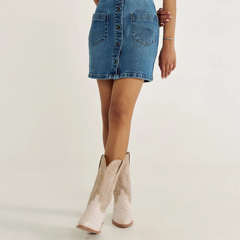 Faux-Leather Embroidered Block-Heel Platform Mid-Calf Boots