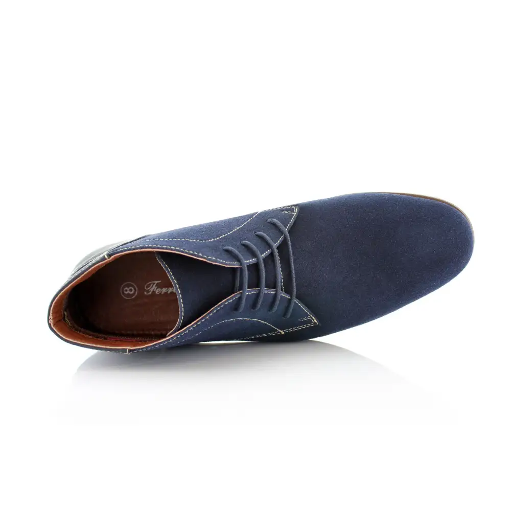 Polished Faux-Suede Suede Faux-Leather Chukka Boots