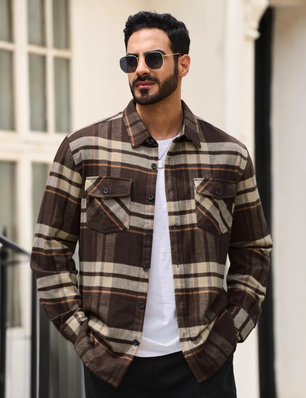 Men's Flannel Shirts Brushed Fleece Flannel Shirts Jacket