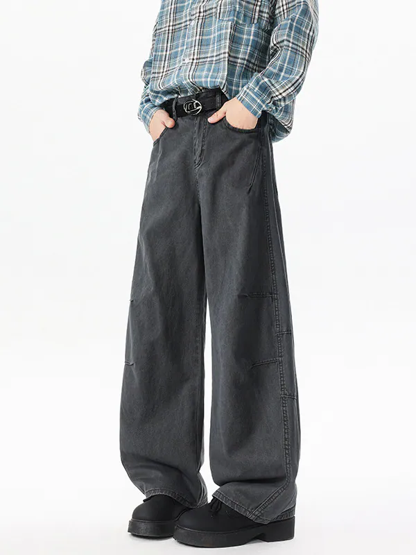 Distressed Washed Slash Denim Jeans