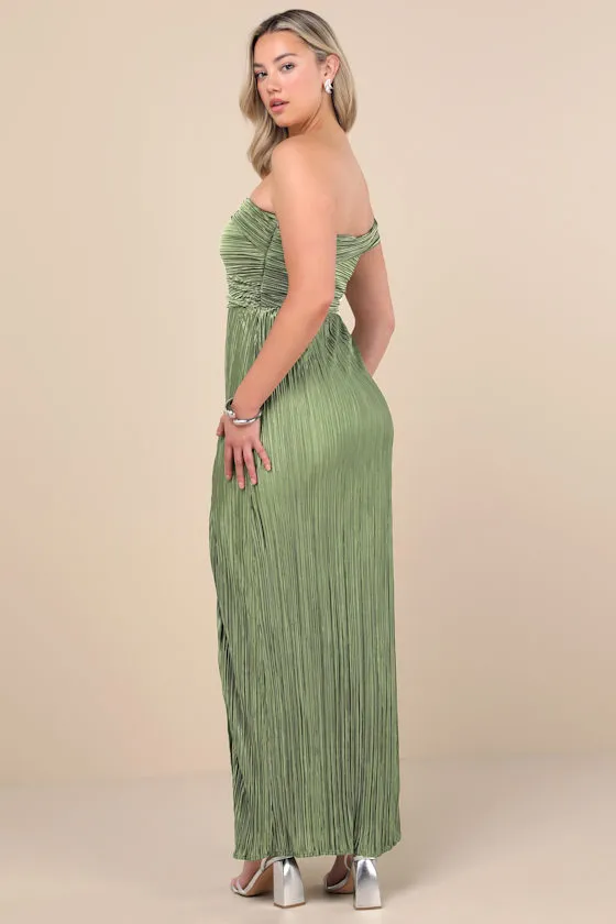 Poised Performance Fuchsia Plisse One-Shoulder Maxi Dress