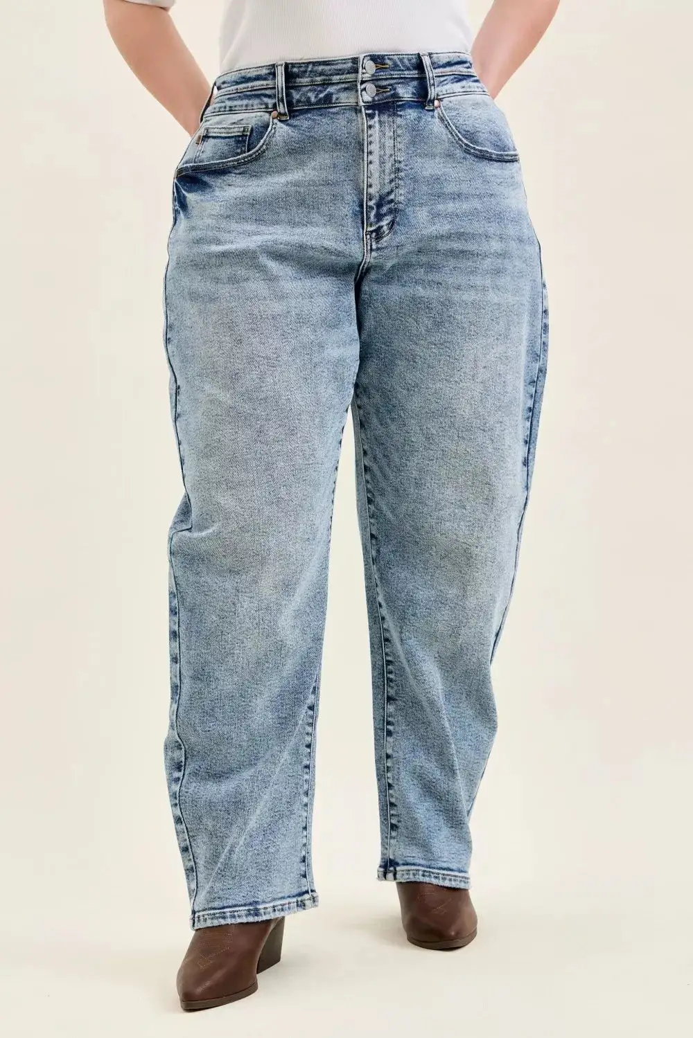Structured High Waist Denim Jeans