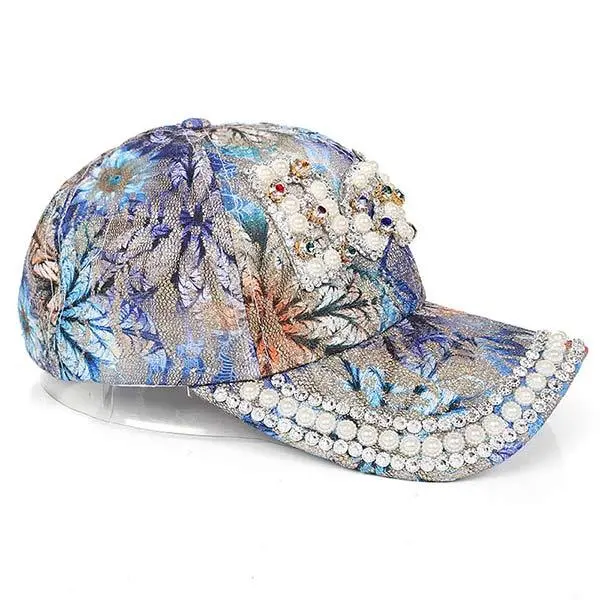 Women'S Colorful Rhinestone Print Floral Baseball Cap 64634191C