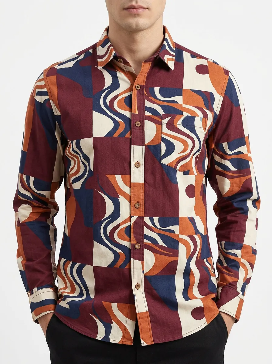 Men's Abstract Patterned Long Sleeve Shirt