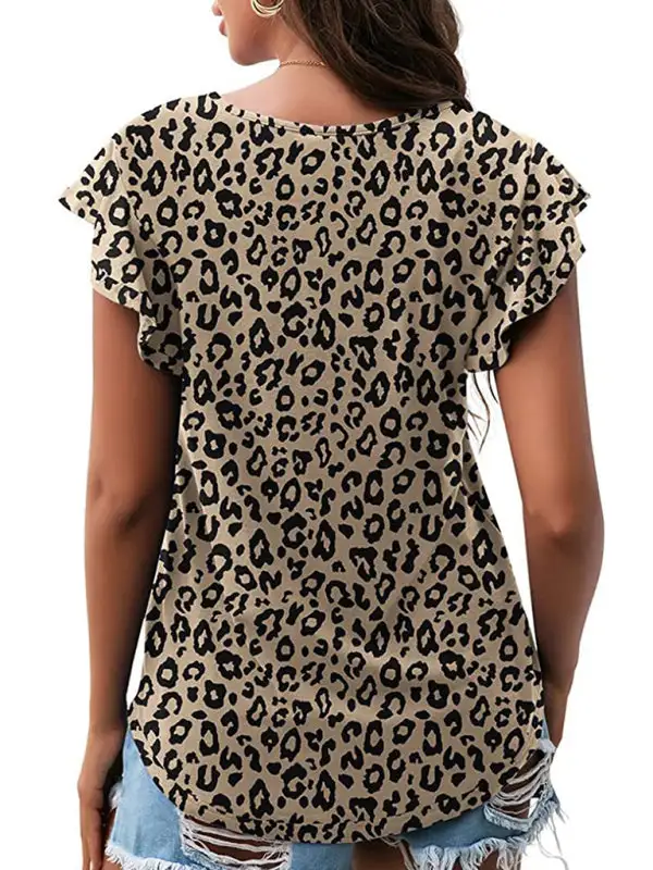Simple Round-Neck Collared Short-Sleeve Knit T-Shirt