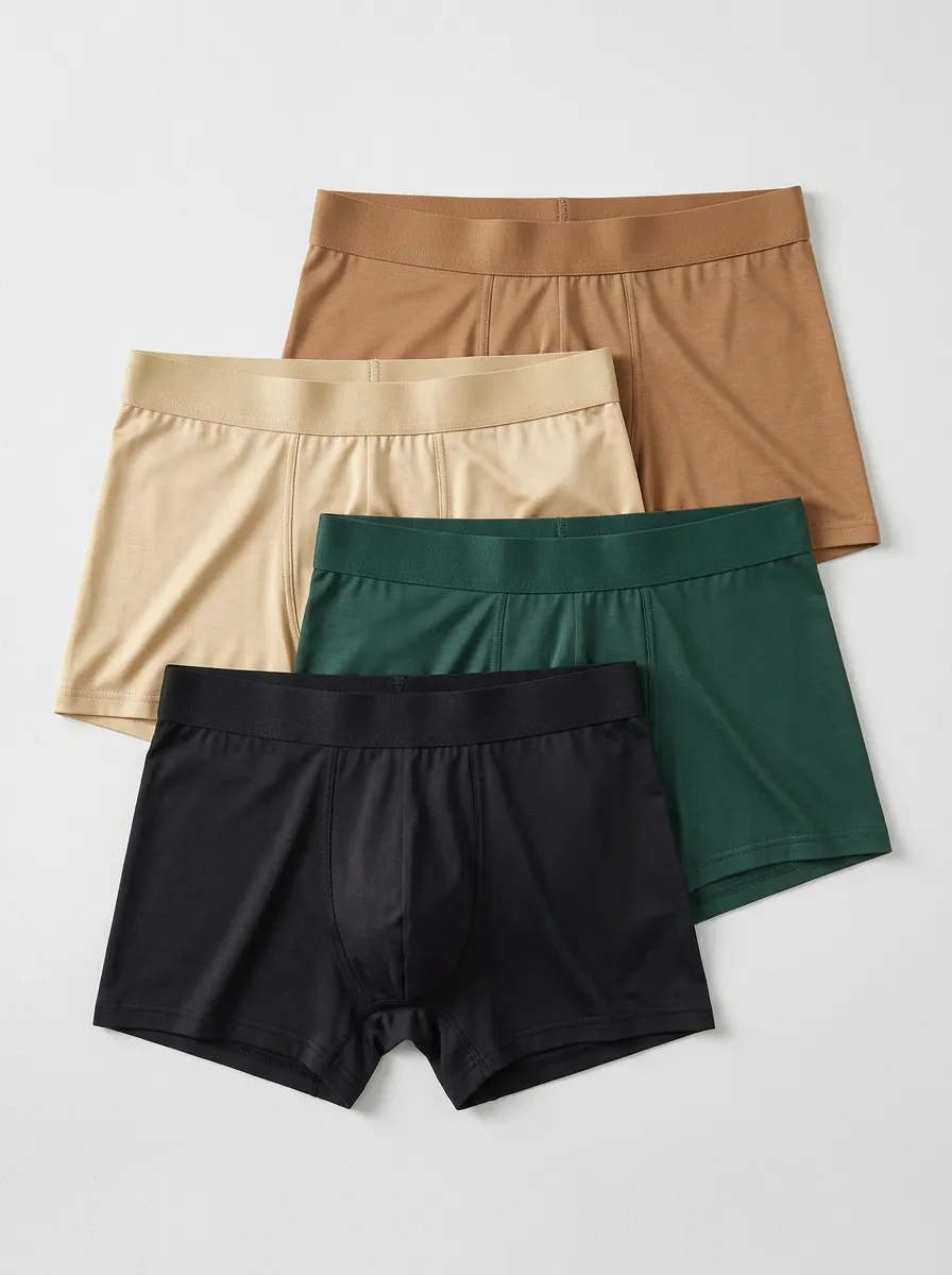 Men's Boxer Briefs Four-Pack with Breathable-Look Cotton Contoured Pouch Front Pouch