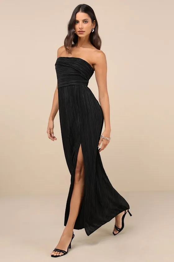 Poised Performance Fuchsia Plisse One-Shoulder Maxi Dress