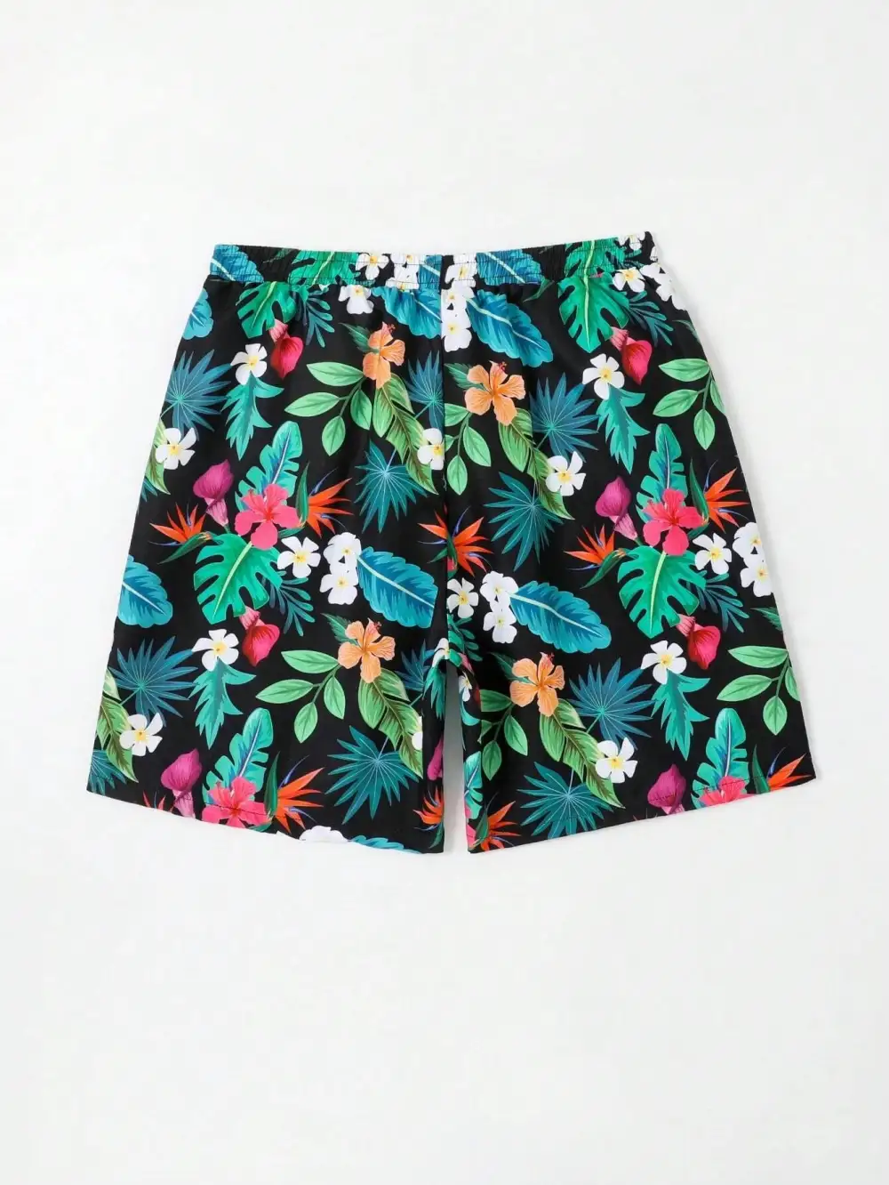 Men's Lined Tropical Print Swim Trunks