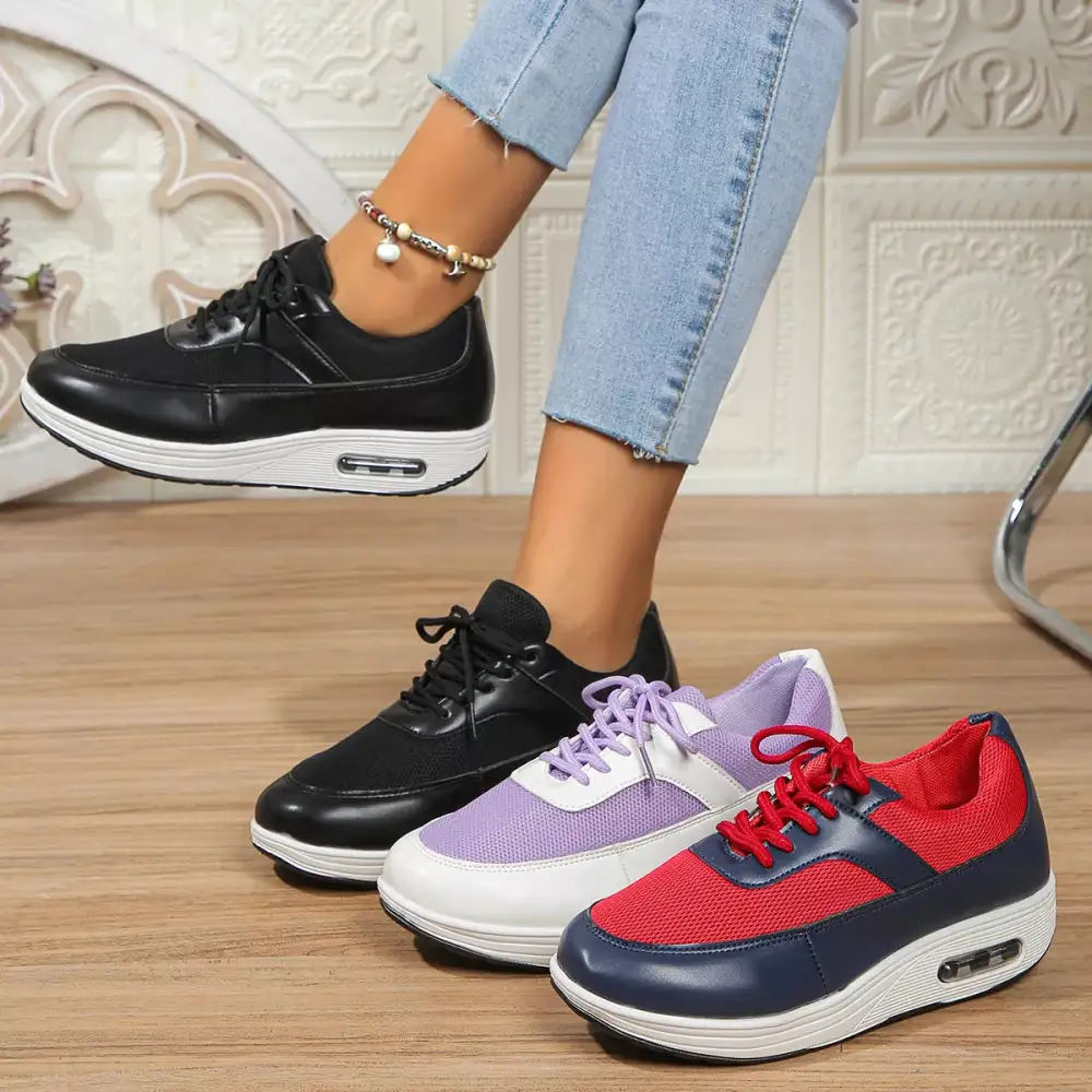 Lace-Up Wedge Sneakers