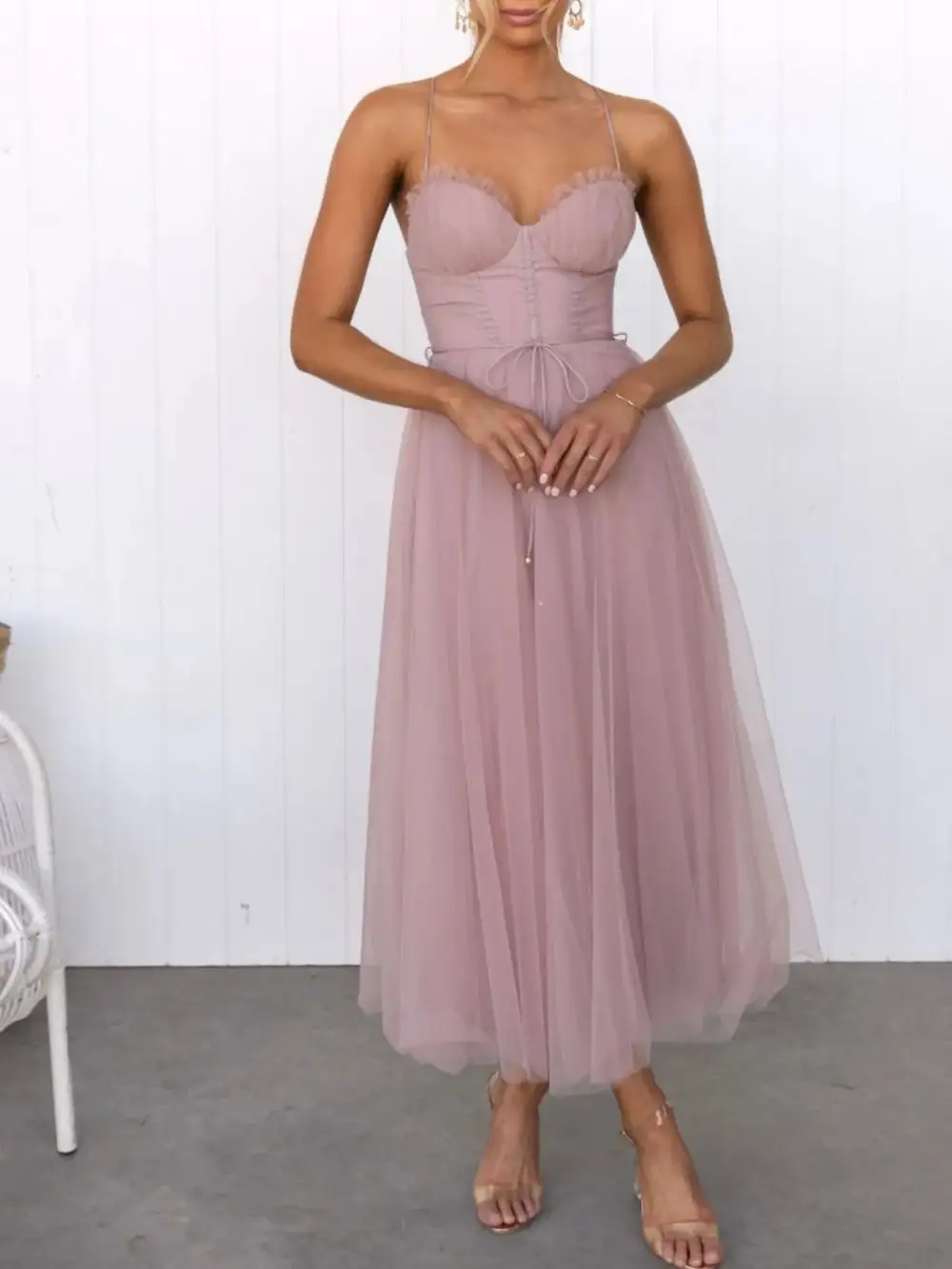 Easy Fit Midi Tie Detail Dress