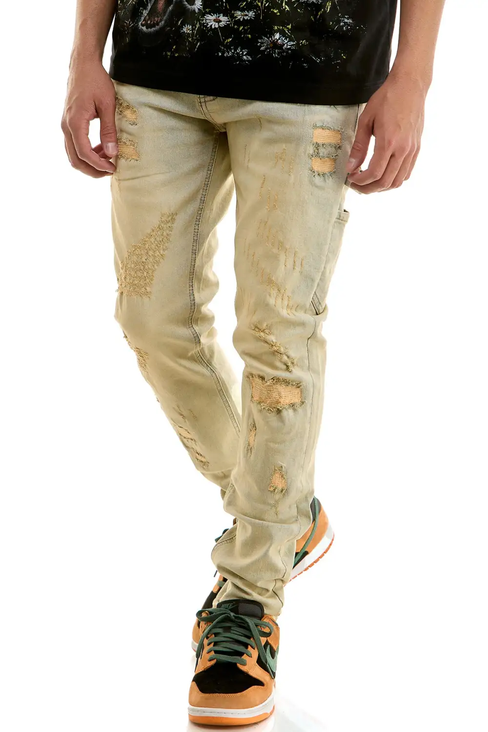 Men's Clean Skinny Stacked Distressed Jeans
