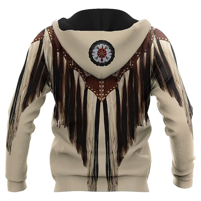 Men's Full Zip Hoodie Jacket Black+Brown Black White Yellow Brown Hooded Graphic Prints Zipper Print Sports & Outdoor Daily Sports 3D Print Streetwear Designer Casual Spring &  Fall Clothing Apparel