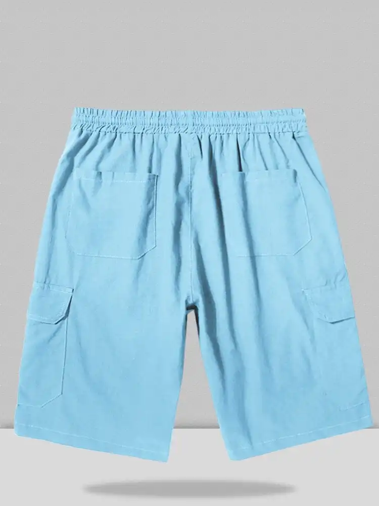 Men's Linen Style Pants Pockets Shorts