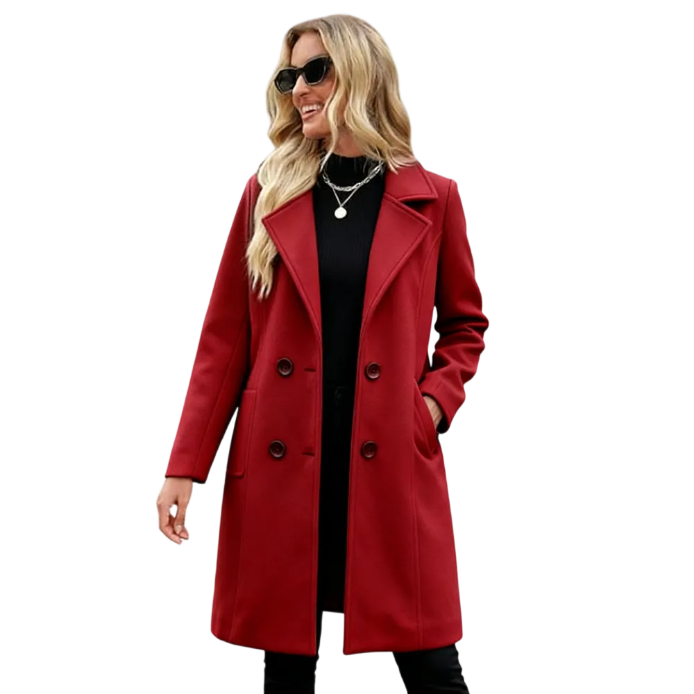 Women‘s Winter Wool Blend Camel Mid-Long Coat