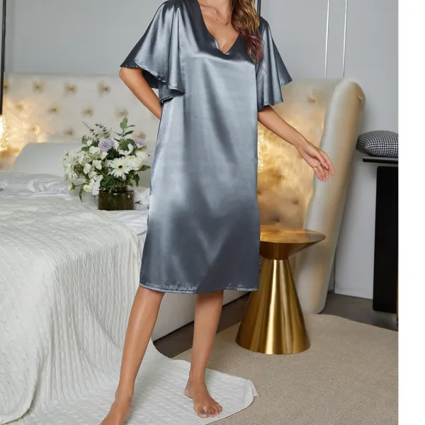 Loose Fitting Bell Sleeve Silky Nightgown
