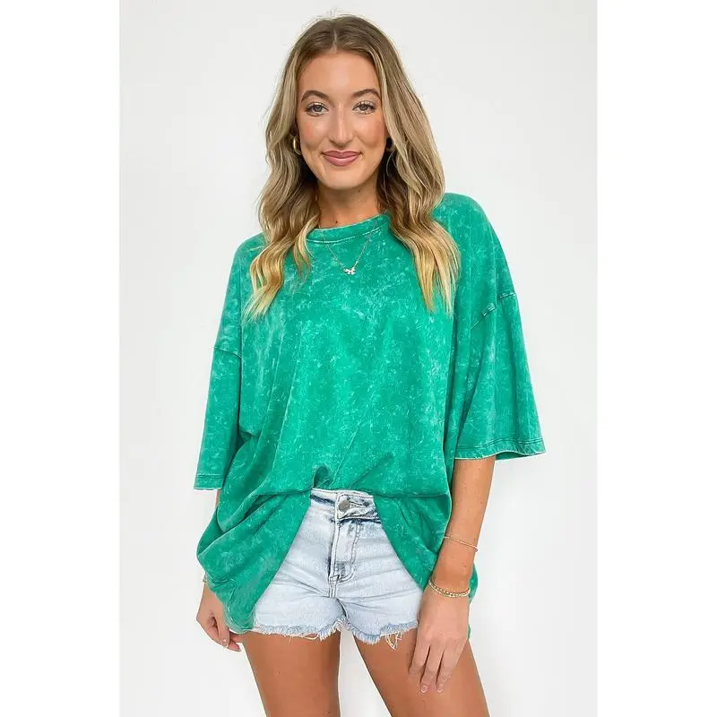 6PACK-Mineral Wash Oversized Top - BACK IN STOCK