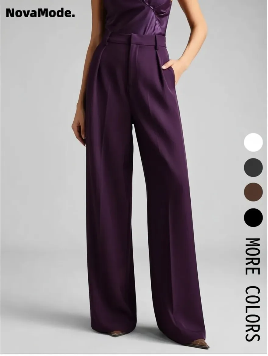 Women's Solid Color Basic Wide-Leg Loose Pants