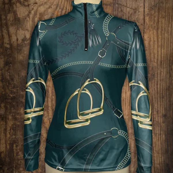 Women's Equestrian Print Long Sleeve Sun Shirt