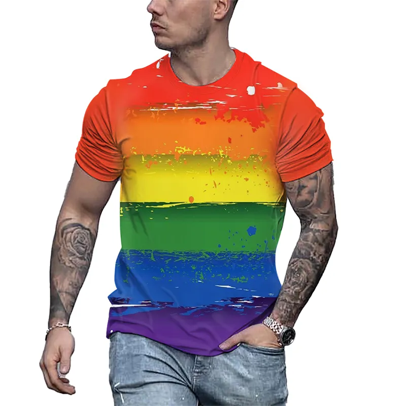Men's Rainbow Short Sleeve T-shirt 3D Print Casual Fashion