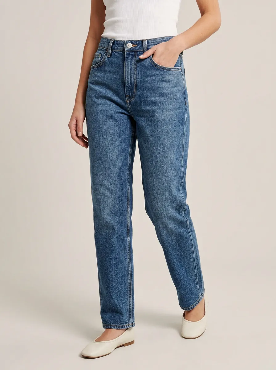 Relaxed Straight Leg High Waist Straight Leg Jeans