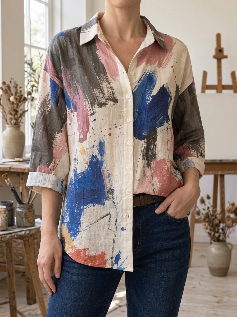 Women's Fluid Abstract Art Lover Brushstroke Shirt