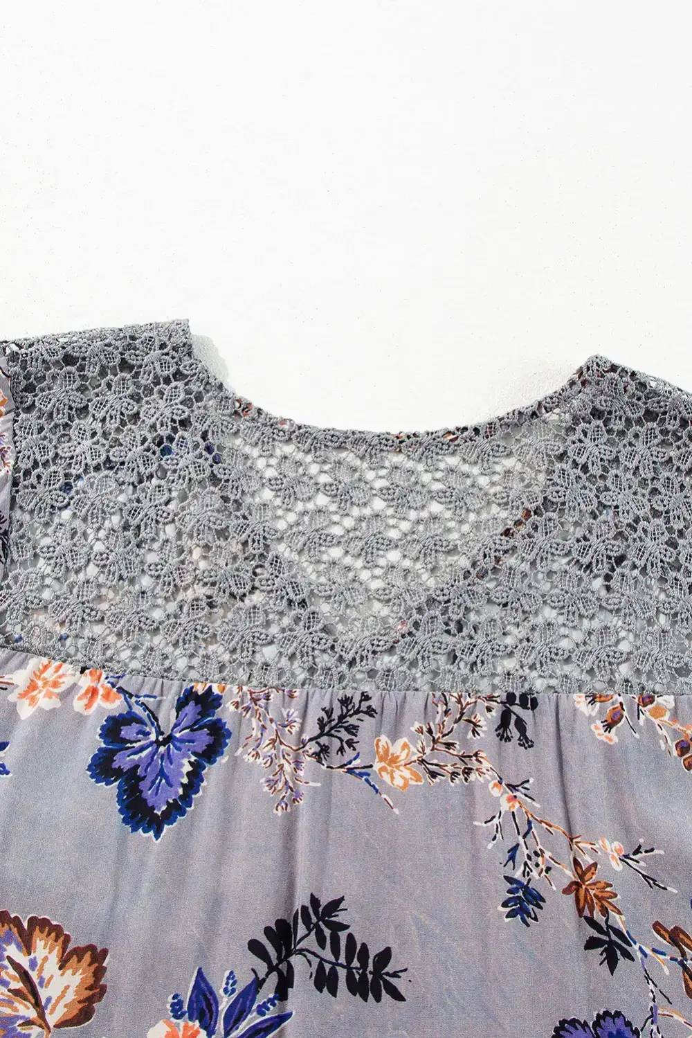 Floral Lace Trim Tie Detail Blouse