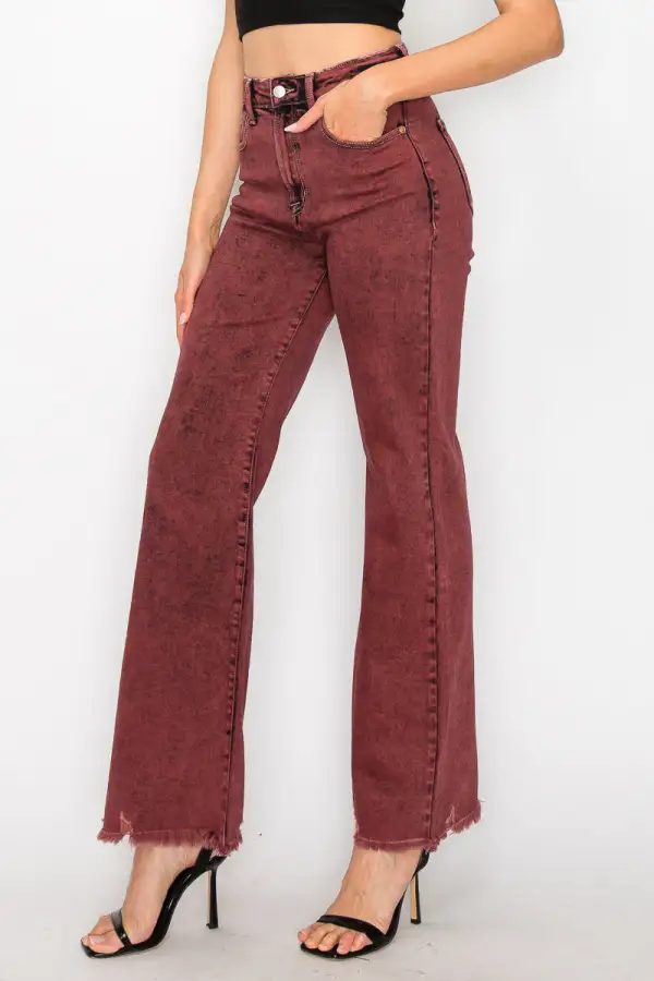 Everyday High Rise Flare Frayed Hem Denim Jeans