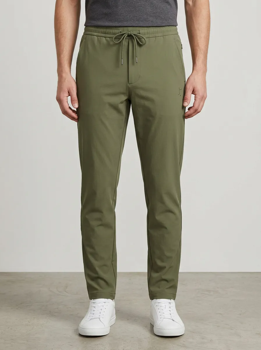 Course Flag-Motif Embroidered Golf Athletic Pants
