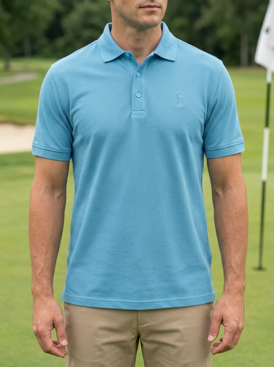 Streamlined Flag-Motif Embroidered Golf Polo Shirt
