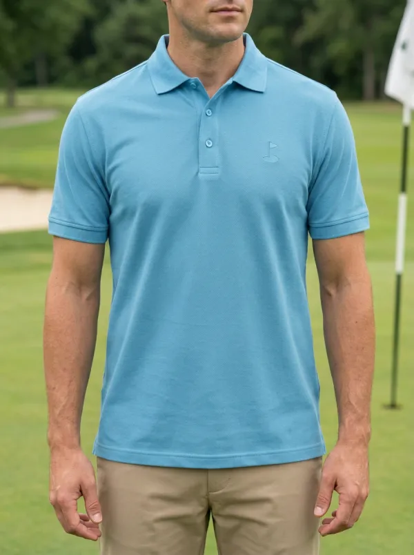 Streamlined Flag-Motif Embroidered Golf Polo Shirt