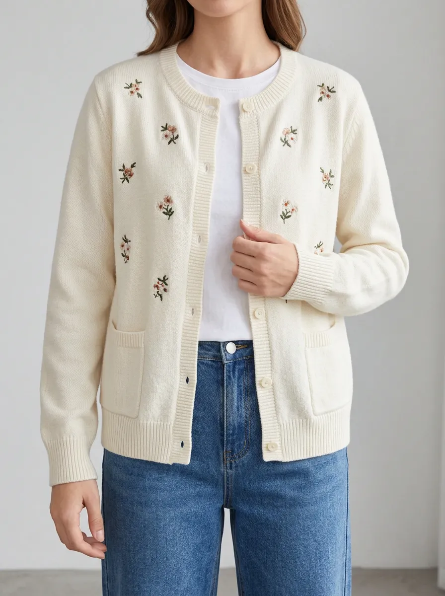 Everyday Cardigan with Knit Detail