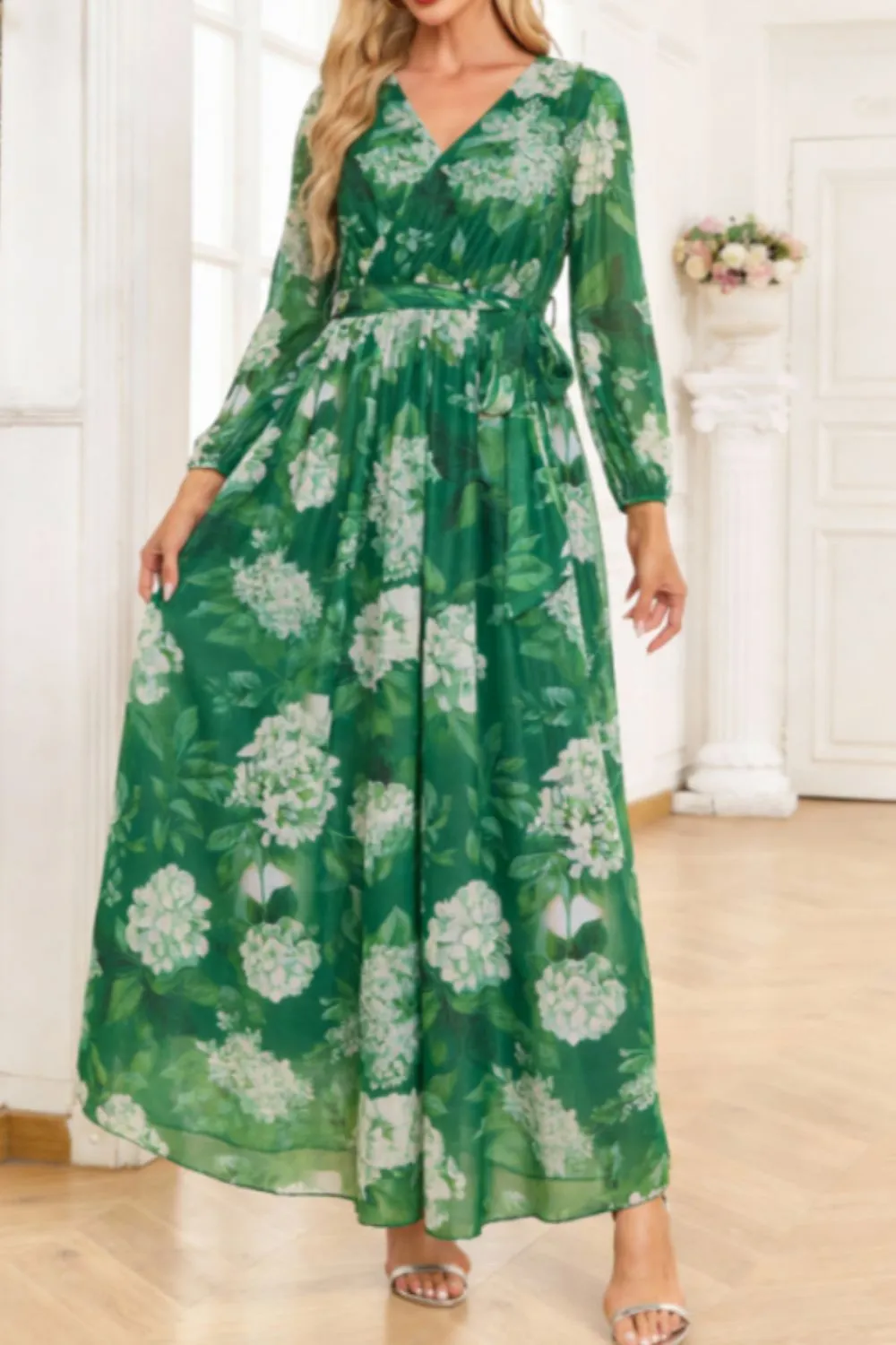 Floral Printed Long Sleeve Maxi Dress