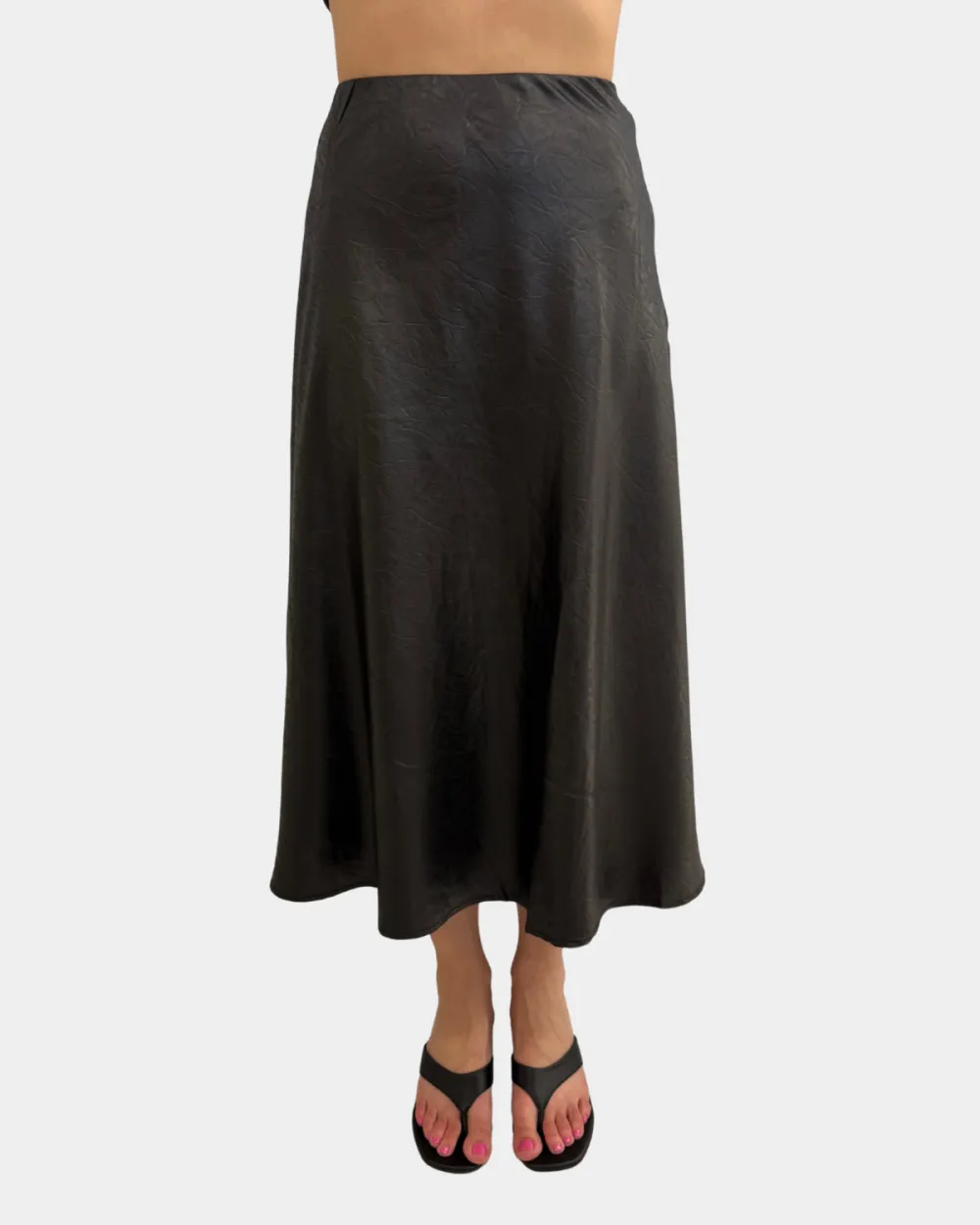 Textured Satin Midi Skirt