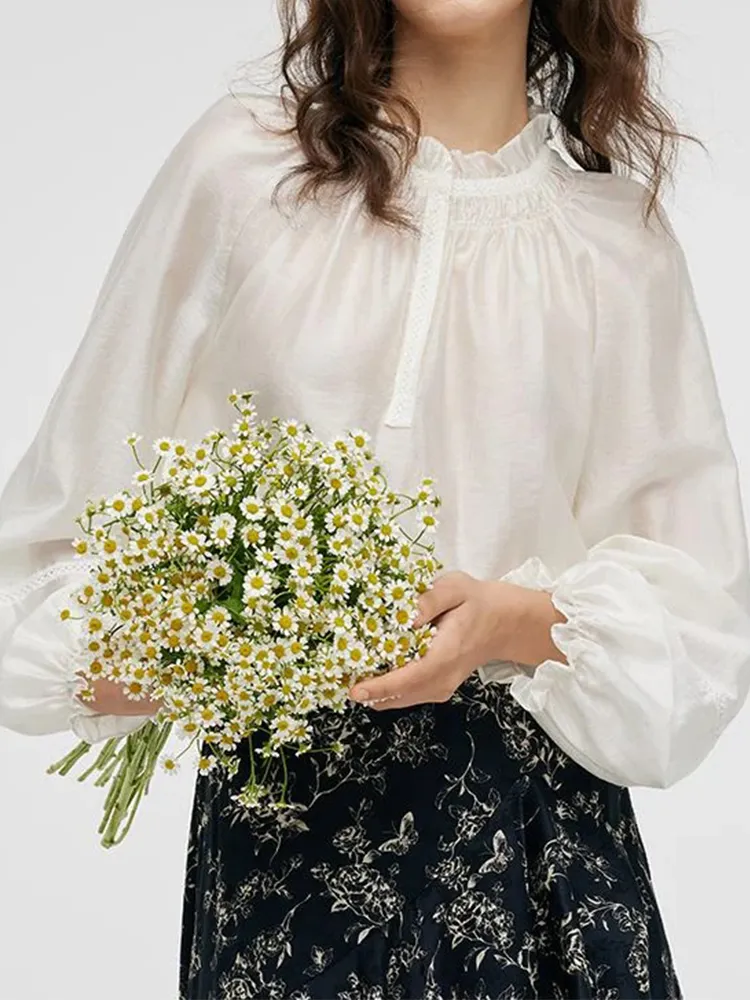 Loose Ruffle Neck Women Blouse