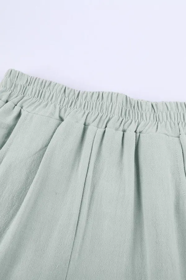 Elastic-Waist Pocketed Linen Jogger Pants