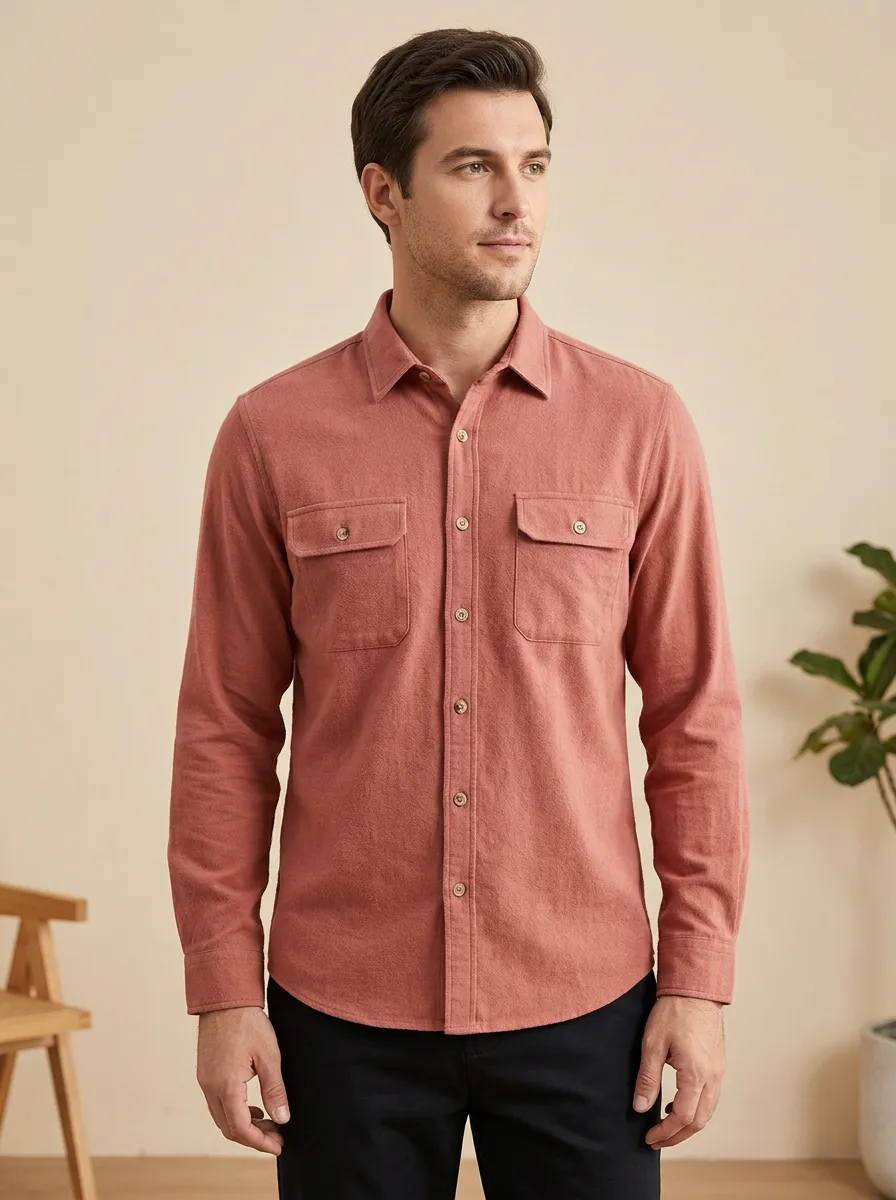 Long-Sleeve Pocket-Detail Men's Long-Sleeve Shirt